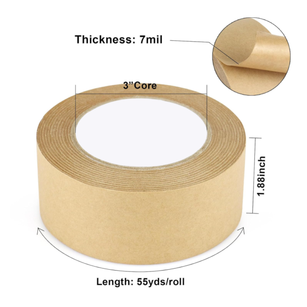 Self Adhesive Kraft Paper Tape for Packing and Shipping 1.88 Inch 55yds