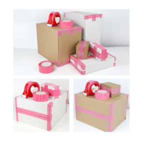 Pink Tape with Dispenser for Packaging