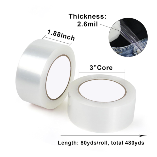 Clear Packing Tape Rolls 1.88 inches x 80 yards with Dispensers