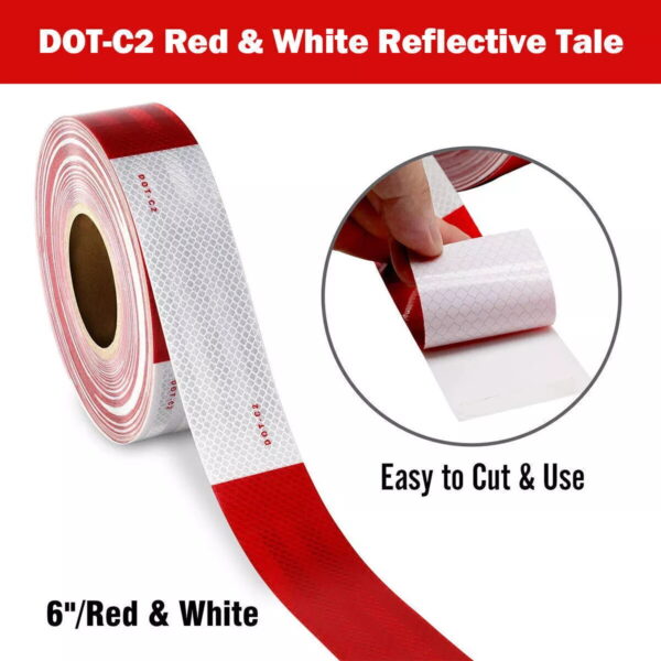 High-Visibility DOT-C2 Reflective Tape for Trailers – 1 Foot Safety Warning Stripes