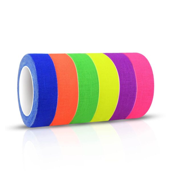 6 Color Neon Tape Set for Creative Projects & Event Decorations (16.5ft x 1/2 inch)