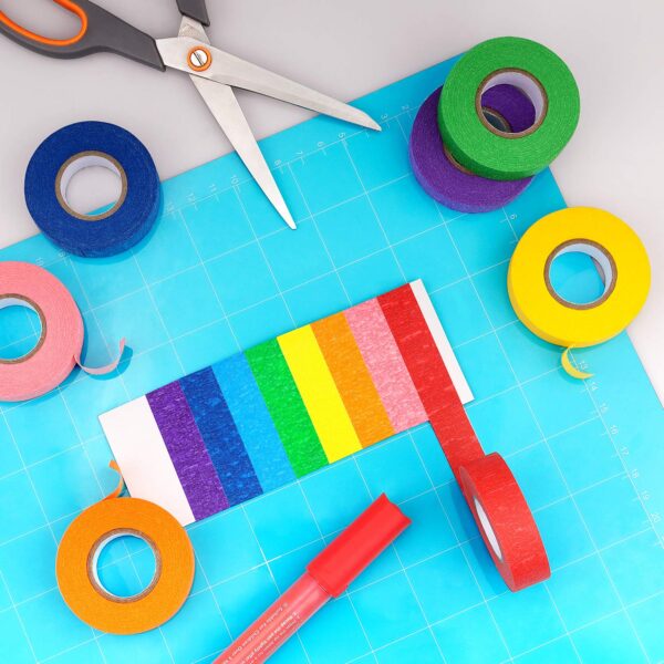 Vibrant Rainbow Masking Tape Set for Crafting - GQ PACKTAPES 8 Rolls Eco-Friendly and Waterproof