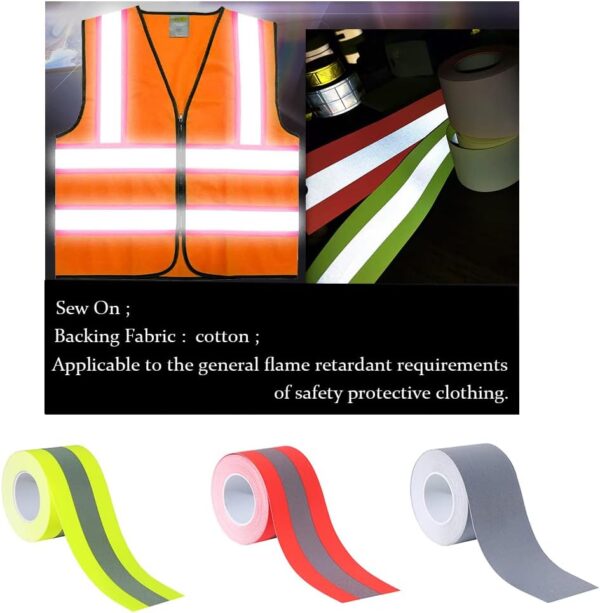 Fluorescent Yellow Sew On Reflective Warning Tape for Workwear – 2in x 5yd